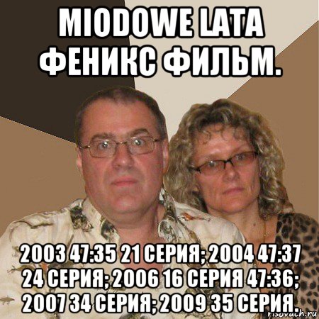 miodowe lata феникс фильм. 2003 47:35 21 серия; 2004 47:37 24 серия; 2006 16 серия 47:36; 2007 34 серия; 2009 35 серия., Мем  Злые родители