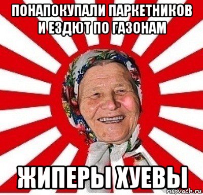 понапокупали паркетников и ездют по газонам жиперы хуевы, Мем  бабуля