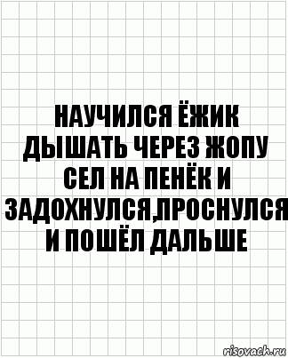 научился ёжик дышать через жопу сел на пенёк и задохнулся,проснулся и пошёл дальше, Комикс  бумага