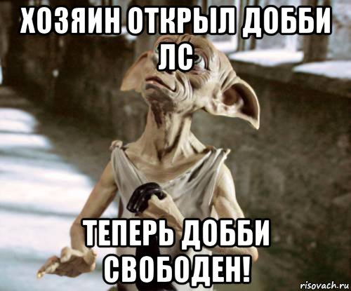 хозяин открыл добби лс теперь добби свободен!