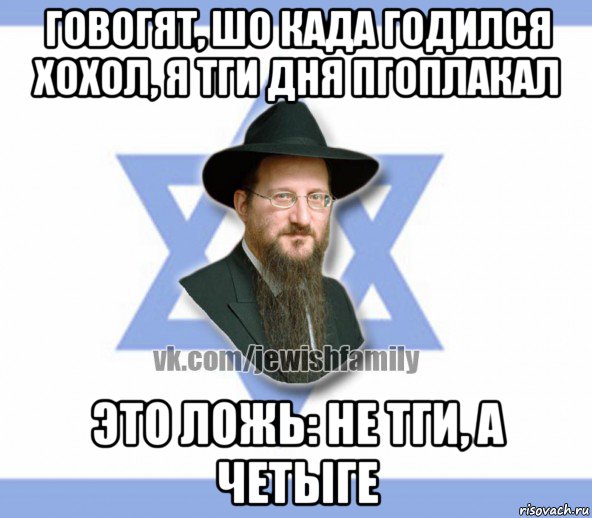 говогят, шо када годился хохол, я тги дня пгоплакал это ложь: не тги, а четыге, Мем Еврей