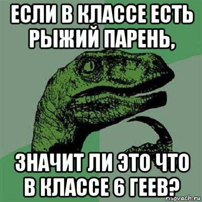 если в классе есть рыжий парень, значит ли это что в классе 6 геев?, Мем Филосораптор