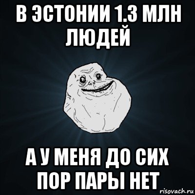 в эстонии 1.3 млн людей а у меня до сих пор пары нет, Мем Forever Alone