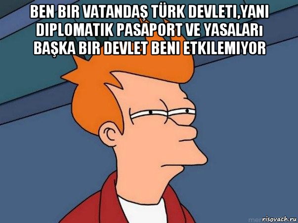 ben bir vatandaş türk devleti,yani diplomatik pasaport ve yasaları başka bir devlet beni etkilemiyor , Мем  Фрай (мне кажется или)