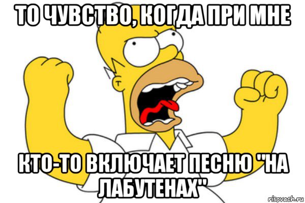 то чувство, когда при мне кто-то включает песню "на лабутенах", Мем Разъяренный Гомер