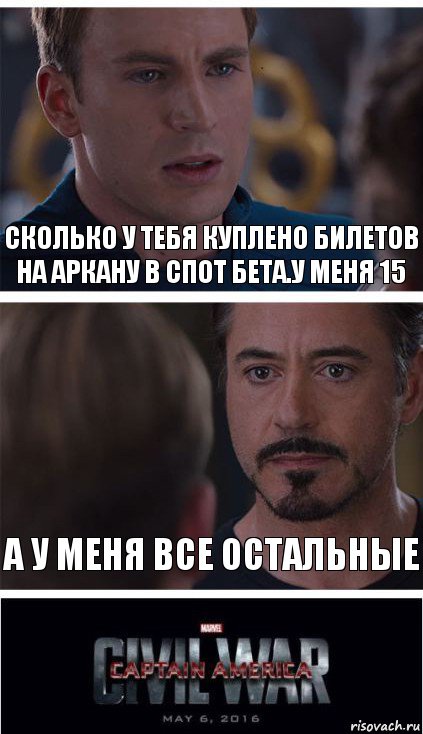 сколько у тебя куплено билетов на аркану в спот бета.У меня 15 а у меня все остальные, Комикс   Гражданская Война