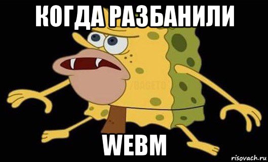 когда разбанили webm, Мем Губка Боб дикарь