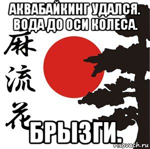 аквабайкинг удался. вода до оси колеса. брызги., Мем Хокку