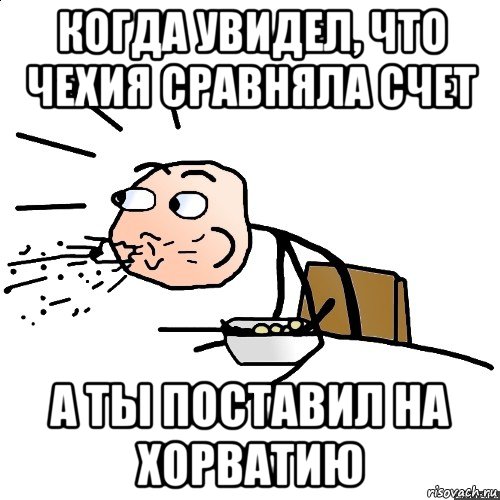 когда увидел, что чехия сравняла счет а ты поставил на хорватию