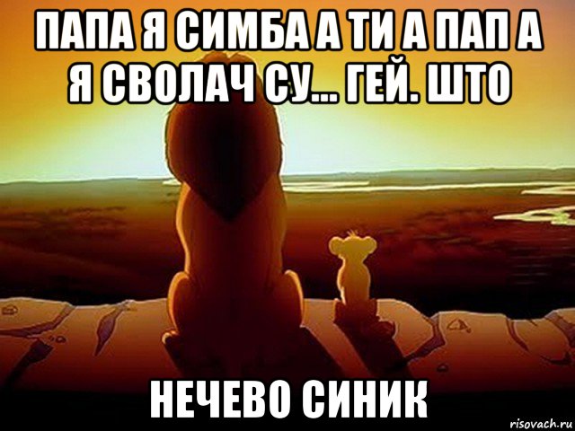 папа я симба а ти а пап а я сволач су... гей. што нечево синик, Мем  король лев