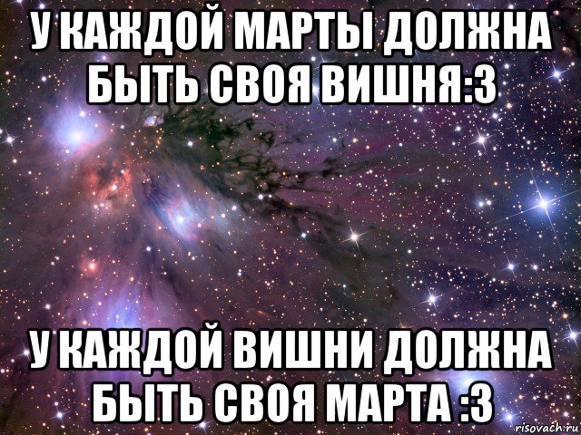 у каждой марты должна быть своя вишня:з у каждой вишни должна быть своя марта :з, Мем Космос