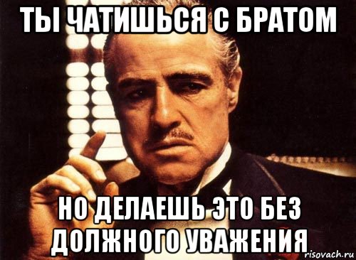 ты чатишься с братом но делаешь это без должного уважения, Мем крестный отец