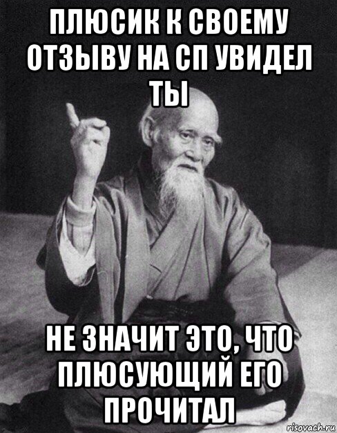 плюсик к своему отзыву на сп увидел ты не значит это, что плюсующий его прочитал, Мем Монах-мудрец (сэнсей)