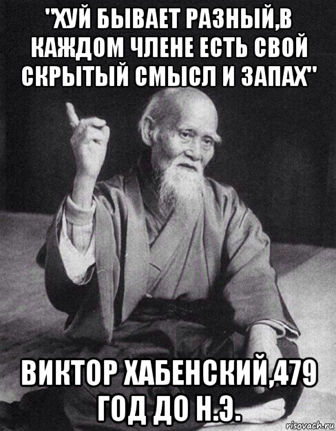 "хуй бывает разный,в каждом члене есть свой скрытый смысл и запах" виктор хабенский,479 год до н.э., Мем Монах-мудрец (сэнсей)