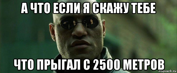 а что если я скажу тебе что прыгал с 2500 метров, Мем  морфеус