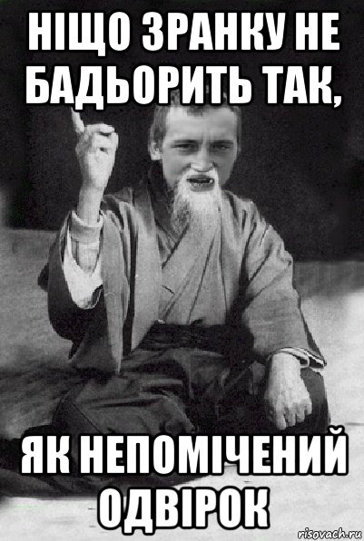 ніщо зранку не бадьорить так, як непомічений одвірок, Мем Мудрий паца