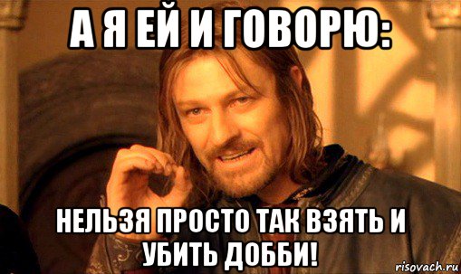 а я ей и говорю: нельзя просто так взять и убить добби!, Мем Нельзя просто так взять и (Боромир мем)