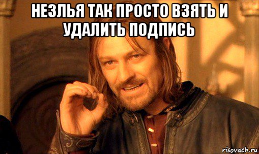 незлья так просто взять и удалить подпись , Мем Нельзя просто так взять и (Боромир мем)