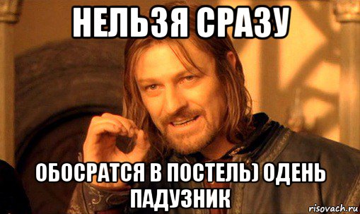 нельзя сразу обосратся в постель) одень падузник, Мем Нельзя просто так взять и (Боромир мем)