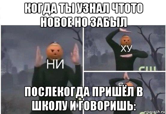 когда ты узнал чтото новое но забыл послекогда пришёл в школу и говоришь:, Мем  Ни ху Я