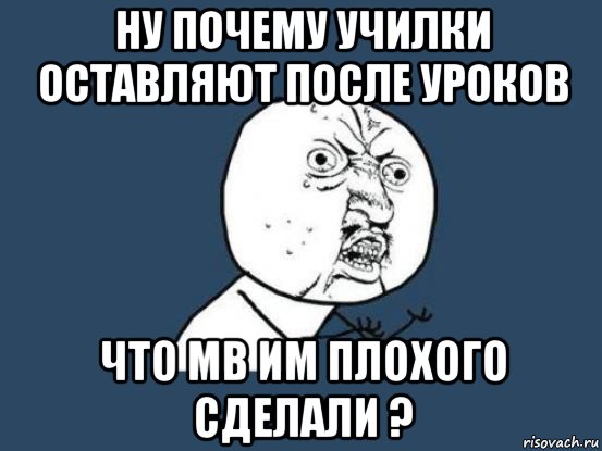 ну почему училки оставляют после уроков что мв им плохого сделали ?, Мем Ну почему