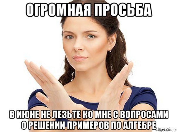 огромная просьба в июне не лезьте ко мне с вопросами о решении примеров по алгебре, Мем Огромная просьба