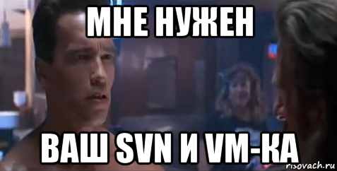 мне нужен ваш svn и vm-ка, Мем   Шварцнегер