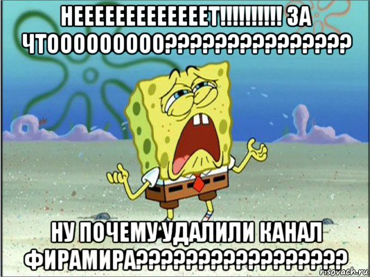 нееееееееееееет!!!!!!!!!! за чтооооооооо??????????????? ну почему удалили канал фирамира?????????????????, Мем Спанч Боб плачет