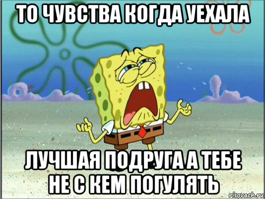 то чувства когда уехала лучшая подруга а тебе не с кем погулять, Мем Спанч Боб плачет