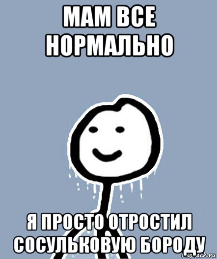 мам все нормально я просто отростил сосульковую бороду, Мем  Теребонька замерз