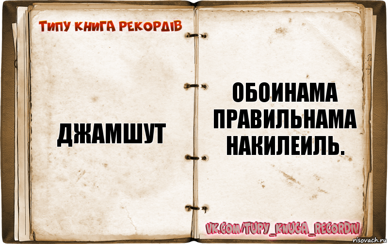 Джамшут Обоинама правильнама накилеиль., Комикс  Типу книга рекордв