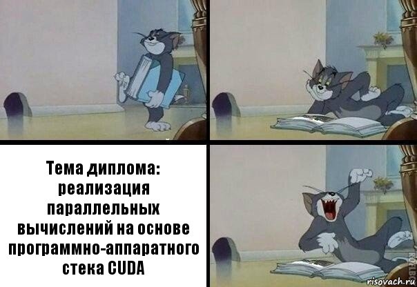 Тема диплома: реализация параллельных вычислений на основе программно-аппаратного стека CUDA, Комикс  том прочитал в книге