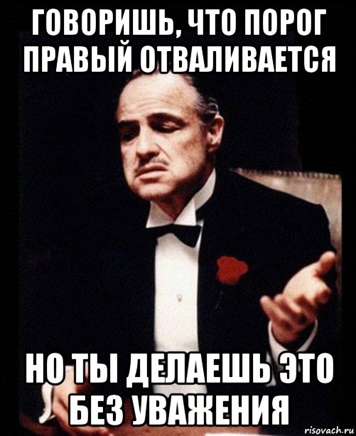 говоришь, что порог правый отваливается но ты делаешь это без уважения, Мем ты делаешь это без уважения