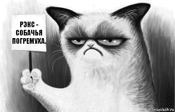 Рэкс - собачья погремуха., Комикс Угрюмый кот с табличкой