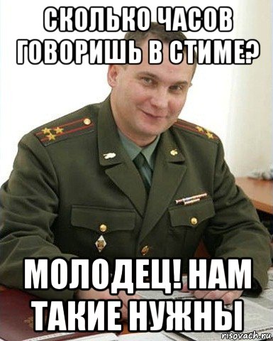 сколько часов говоришь в стиме? молодец! нам такие нужны, Мем Военком (полковник)