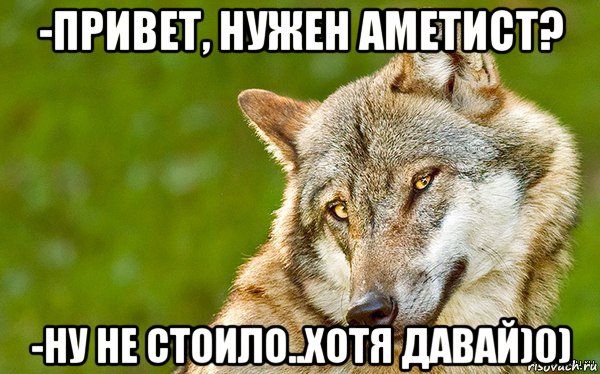 -привет, нужен аметист? -ну не стоило..хотя давай)0), Мем   Volf