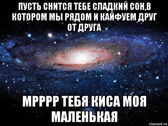 пусть снится тебе сладкий сон,в котором мы рядом и кайфуем друг от друга мрррр тебя киса моя маленькая, Мем Вселенная