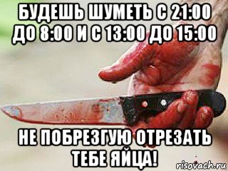 будешь шуметь с 21:00 до 8:00 и с 13:00 до 15:00 не побрезгую отрезать тебе яйца!, Мем жить это боротсяя боротся это