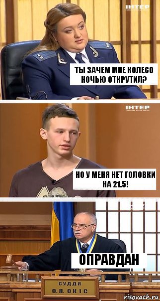 Ты зачем мне колесо ночью открутил? Но у меня нет головки на 21.5! Оправдан, Комикс  В суде