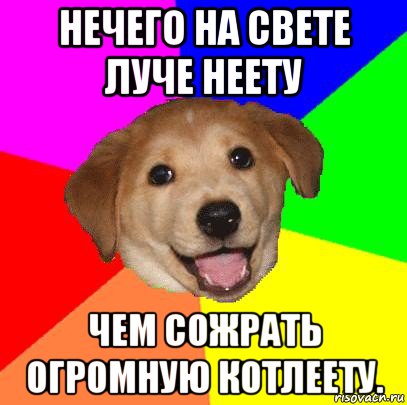 нечего на свете луче неету чем сожрать огромную котлеету., Мем Advice Dog