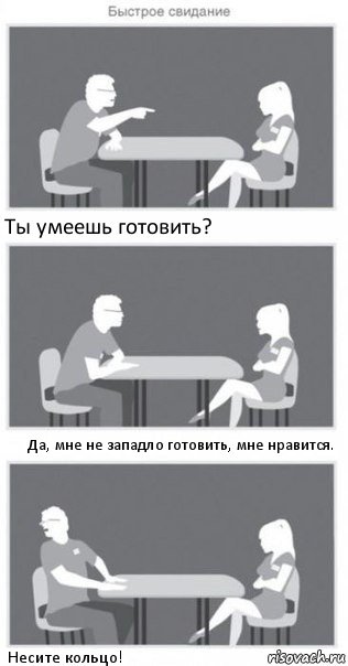 Ты умеешь готовить? Да, мне не западло готовить, мне нравится. Несите кольцо!, Комикс Быстрое свидание