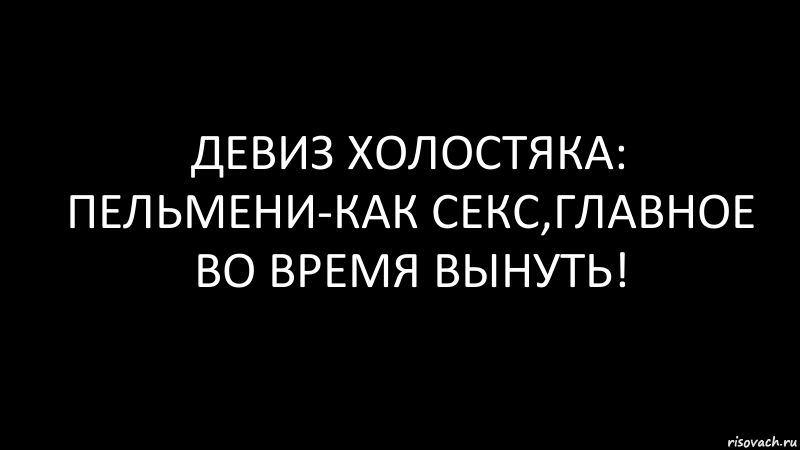 ДЕВИЗ ХОЛОСТЯКА: ПЕЛЬМЕНИ-КАК СЕКС,ГЛАВНОЕ ВО ВРЕМЯ ВЫНУТЬ!, Комикс Черный фон