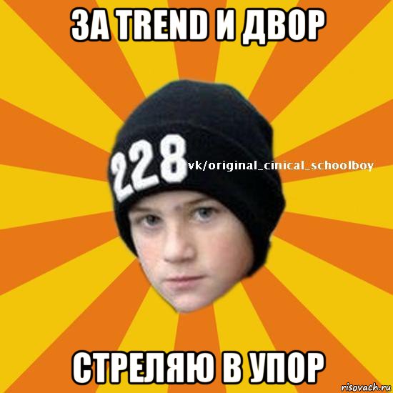 за trend и двор стреляю в упор, Мем  Циничный школьник