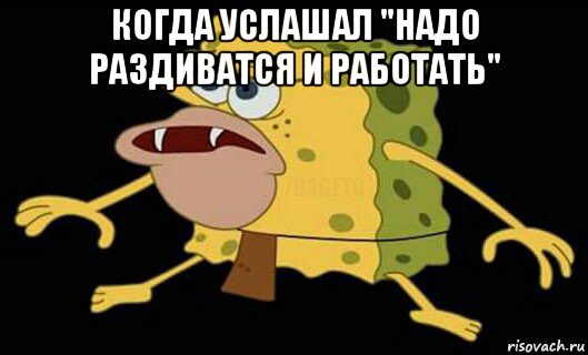 когда услашал "надо раздиватся и работать" , Мем Дикий спанч боб