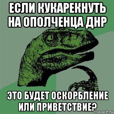 если кукарекнуть на ополченца днр это будет оскорбление или приветствие?, Мем Филосораптор