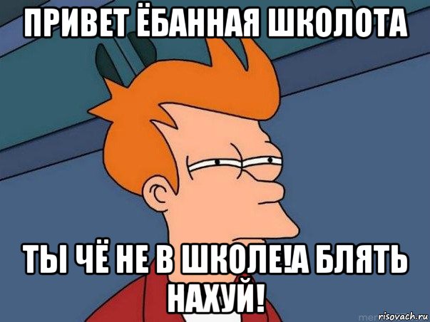 привет ёбанная школота ты чё не в школе!а блять нахуй!, Мем  Фрай (мне кажется или)