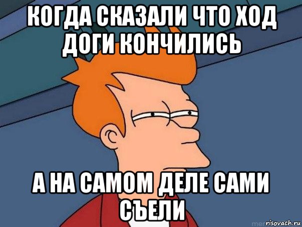 когда сказали что ход доги кончились а на самом деле сами съели, Мем  Фрай (мне кажется или)