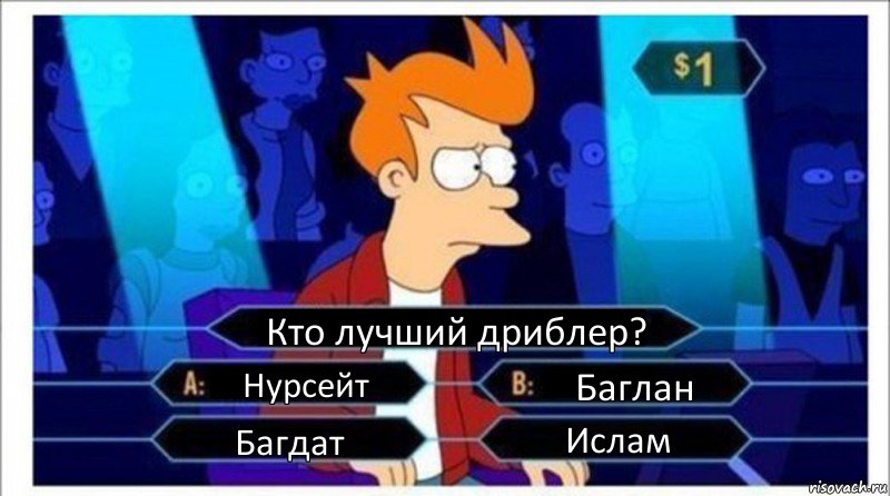 Кто лучший дриблер? Нурсейт Баглан Багдат Ислам, Комикс  фрай кто хочет стать миллионером