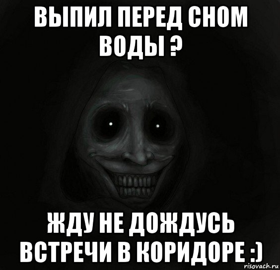 выпил перед сном воды ? жду не дождусь встречи в коридоре :), Мем Ночной гость