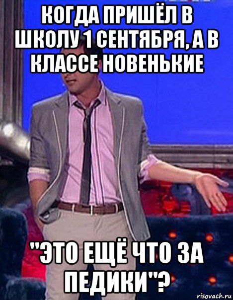 когда пришёл в школу 1 сентября, а в классе новенькие "это ещё что за педики"?